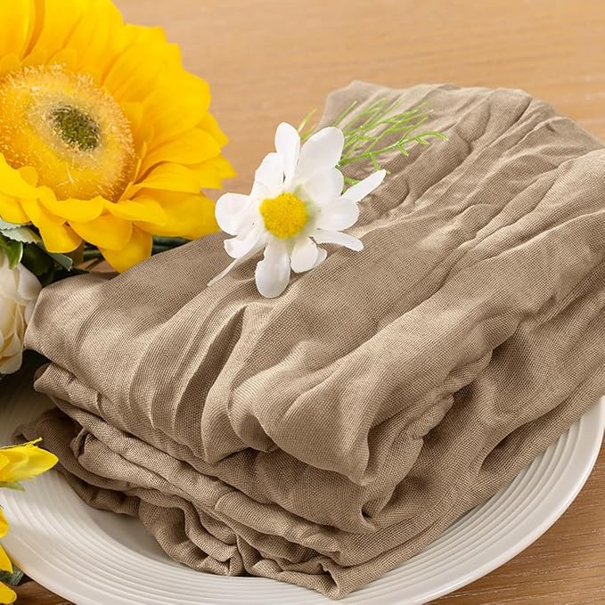 25pcs Nude Cheesecloth Napkins Washable Boho Rustic Gauze Table Cloth Napkins Bulk 21x21 Inches for Wedding Party Bridal Baby Shower Birthday Table Decor