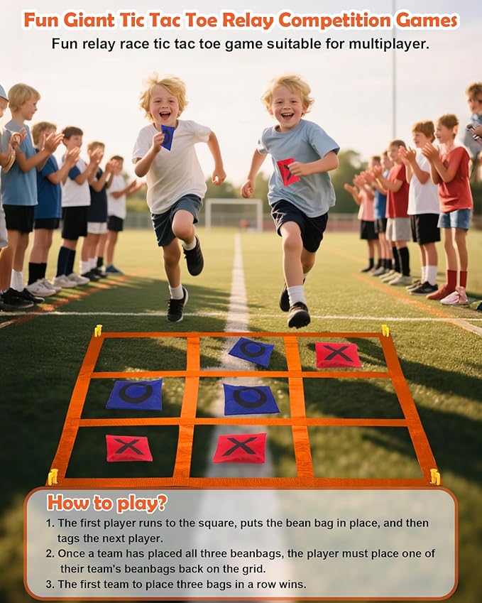 2-in-1 Outdoor Giant Tic Tac Toe Bean Bag Toss Games, Tic Tac Toe Ball Toss Game and Dart Board Games with Sticky Balls for Kids Adults Large Lawn Carnival Yard Birthday Family Outside Party Games