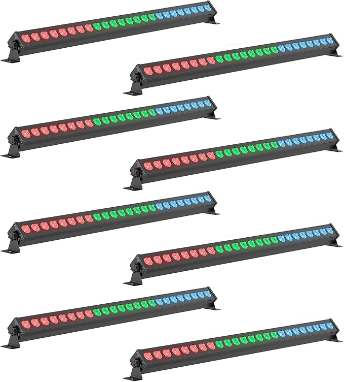 Led Stage Lights Bar,72W 24LEDs RGB Dj Strobe Party Lights Bar 3 in 1 Wall Washer Light Indoor with DMX Control AutoPlay Sound Activated Color Changing for Church Christmas Wedding Dance (8)