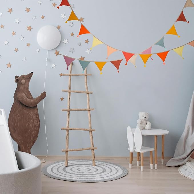 Fabric Bunting Banner, 2 Pack Handmade Neutral String Banner with Tassel Each 8.5 ft 10 Flags Nursery Wall Hanging Wedding Birthday Home Baby Shower Party Decoration Bunting (Coffee Beige 2 Packs)