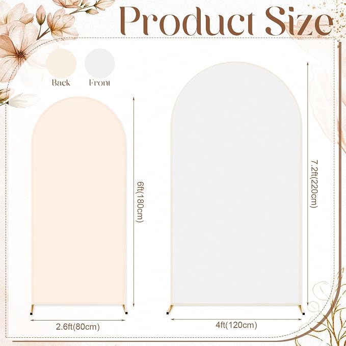 Tegeme 2 Pack Backdrop Stand with Reversible Covers 7.2ft 6ft Metal Arch Frame for Birthday Wedding Bridal Baby Shower Anniversary