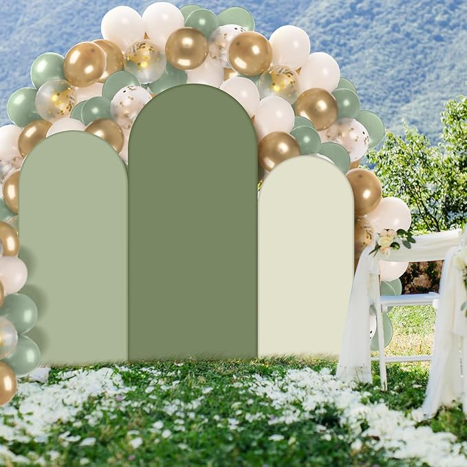 Foilswirl 34 Pcs Sage Green and Beige Balloon Arch Backdrop Covers 4ft 5ft 6ft Sage Green Spandex Arch Backdrop Covers with Balloons for Wedding Bridal Shower Bachelorette Ceremony Outdoor Decorations