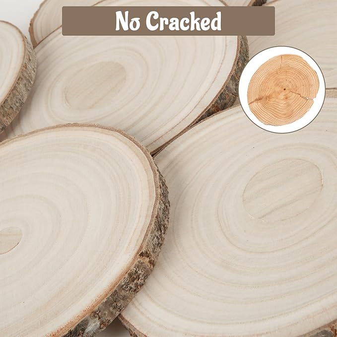 QTLCOHD 12 Pcs 7-8 Inch Large Wood Slice for Centerpieces, Natural Rustic Unfinished Wood Slab, Round Wooden Circle with Bark for Tables, Wedding Decoration, DIY Painting Crafts, Christmas Decor
