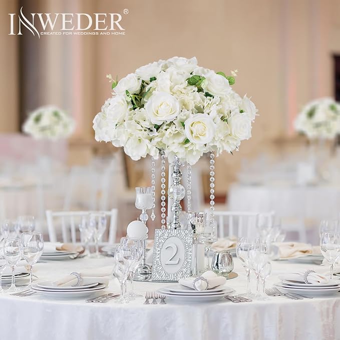 White Flowers Balls for Centerpieces: 6 PCS 15.7" Diam Flower Centerpieces for Tables in Wedding Reception Decorations Arrangement for Party Celebration Planners