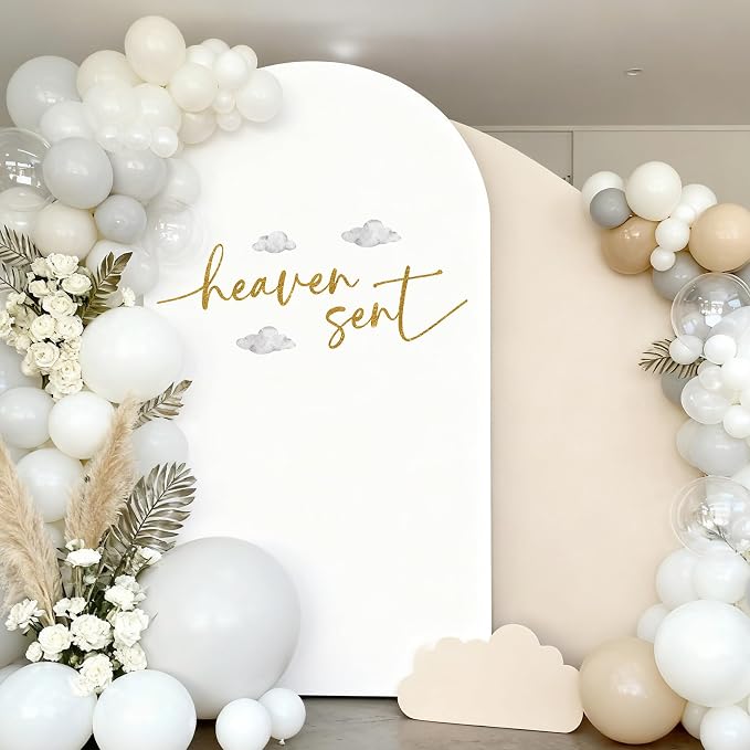 Heaven Sent Baby Shower Decorations - Heaven Sent Sign for Backdrop Balloons Arch, Gold Heavenly Birthday Party Decorations, Cloud Gender Reveal Decorations, 1st Party Supplies Banner for Girl Boy