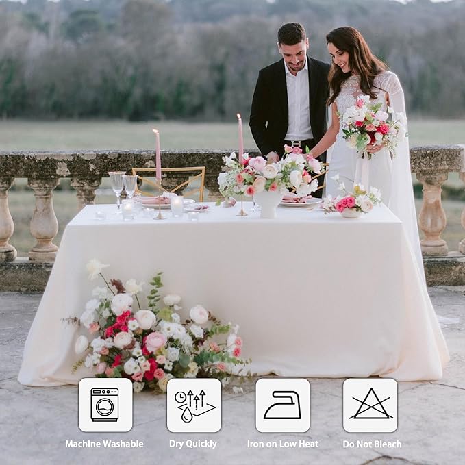 8 Pack White Table Cloth 90 x 156 Inch Rectangular Tablecloths for 8 Foot Rectangle Tables, Wrinkle Resistant White Tablecloth Washable Polyester Fabric Table Covers for Party Wedding Banquet