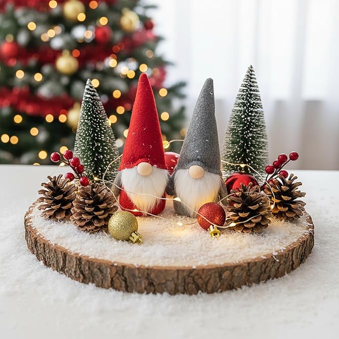 Nicunom 2 Pack Large Wood Slices for Centerpieces, 9"-10"/11"-12" Natural Wood Slabs Round Tree Slices Wooden Cheese Server, Rustic Wood Centerpieces for Wedding Table