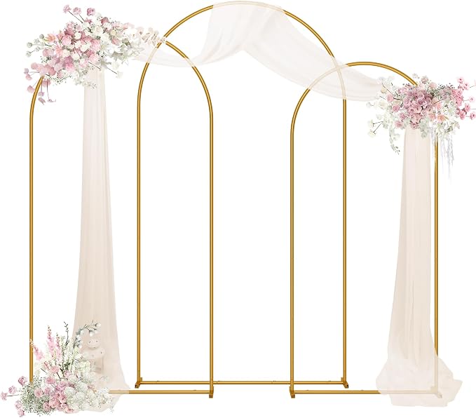 Babenest 6FT 6.6FT 7.2FT Gold Arch Backdrop Stand Set of 3 for Party | Metal Wedding Stand, Balloon Frame for Ceremony Birthday Party Bridal Baby Shower Banquet Halloween Decoration