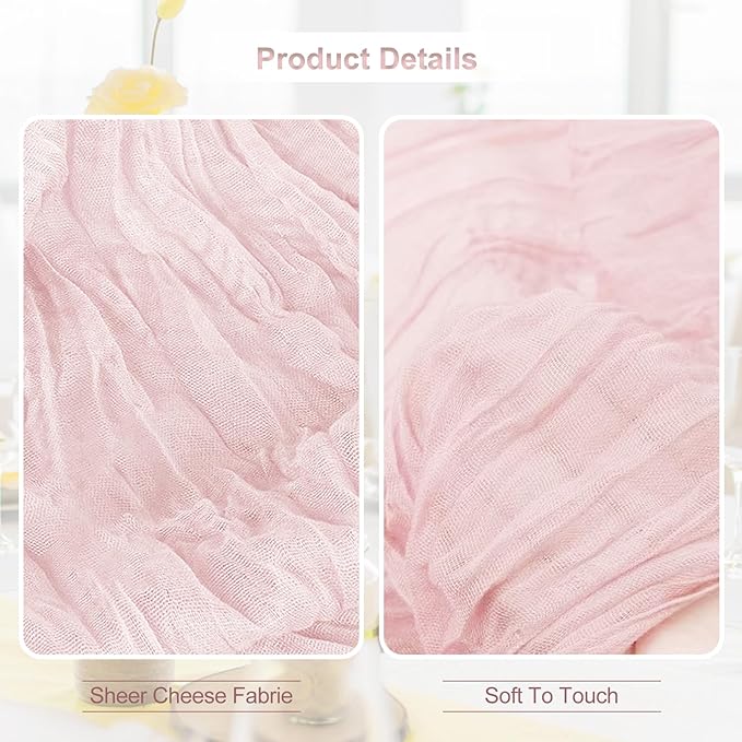 10 Pack Valentines Cheesecloth Table Runner 35x120 Inch 10Ft Rustic Gauze Cheese Cloth Table Runner Sheer Cheesecloth Table Runners for Wedding Party Bridal Shower Decoration