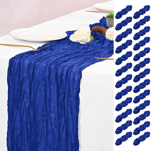 25 Pack Royal Blue Table Runners 17 x 108inch Cheesecloth Table Runner Boho Gauze Table Runner Rustic Sheer Fabric Cheese Cloth Table Runners for Wedding Party Bridal Shower Farmhouse Home Decor