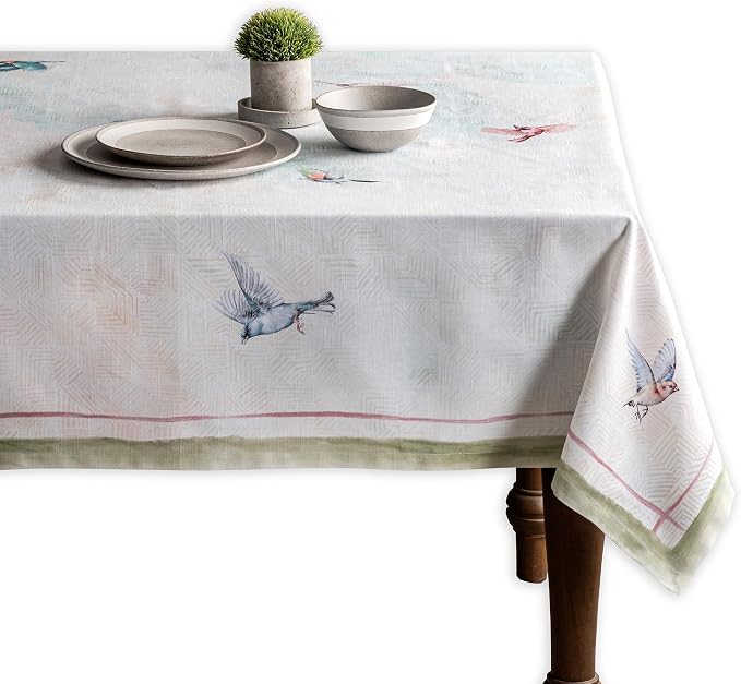 Maison d' Hermine Table Cloth Rectangle Table 100% Cotton 54 x 72 Inches Tablecloth Reusable Decorative for Dining Kitchen Room Farmhouse Party Home Hotel Restaurant Spring Summer - Flying Birds
