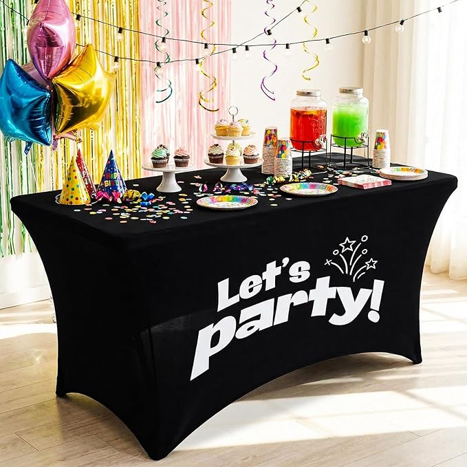 Gilprop Photo Booth Table Cloth Photo Booth Props Accessories Rectangle Tight Table Background for Indoor Outdoor Party Photography Decoration Graduation Wedding Birthday Bachelorette(Party,4ft)