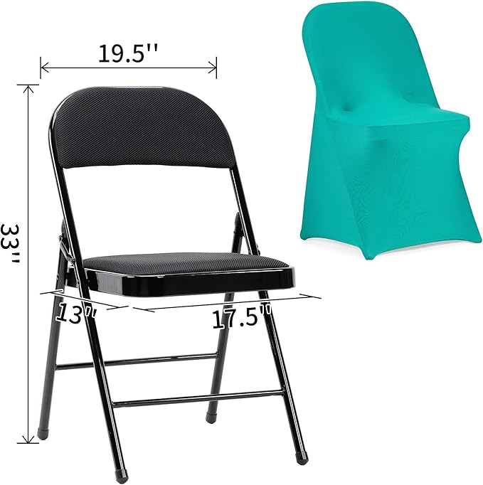 Peomeise Stretch Spandex Folding Chair Cover for Wedding Party Dining Banquet Event (Turquoise,25pcs)