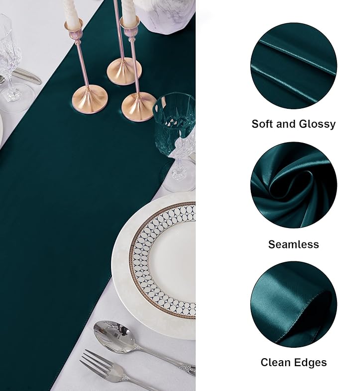 6Pack Christmas Table Runner 12 x 108 Inches Satin Silk Table Runner for Wedding, Birthday Party, Banquets, Graduations Decoration, fit Rectange and Round Table-Hunte