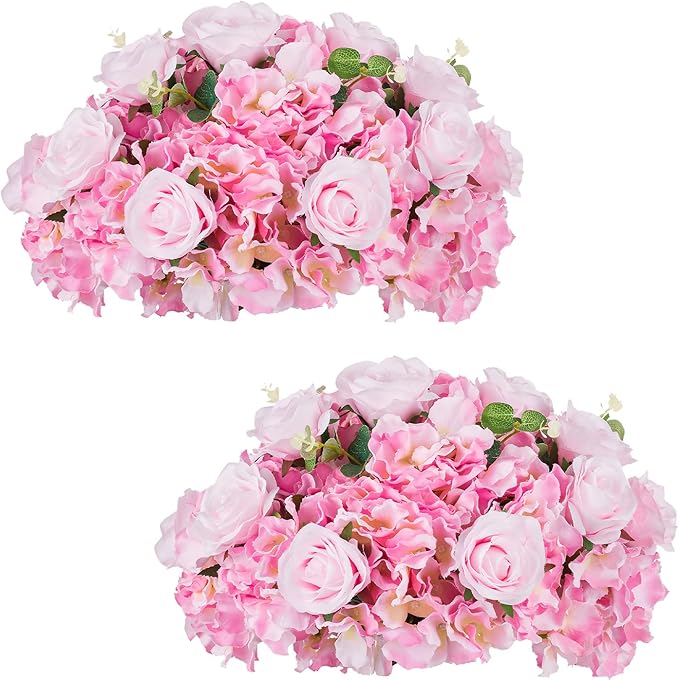 Pink Flowers Balls for Centerpieces: 2 PCS 15.7" Diam Flower Centerpieces for Tables in Wedding Reception Decorations Arrangement for Party Celebration Planners