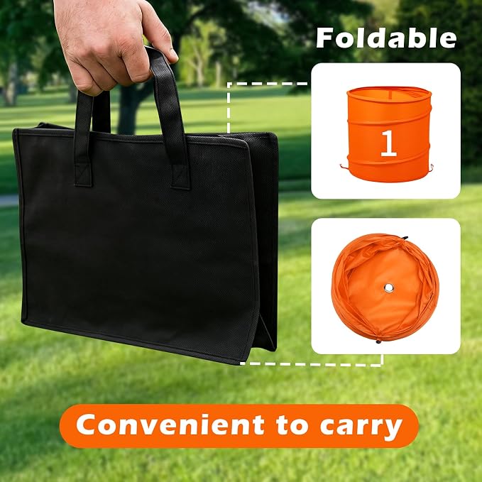 Orange 6 PCS Backyard Golf Game,Set with:6 Pop-Up Holes + 6 Flags + 12 Tee Boxes + 6 Game Balls + 1 Carrying Bag + 6 Connecting Ropes + 1 Scoreboard + 2 Clubs + 6 Golf Balls + 1 Manual,Outdoor