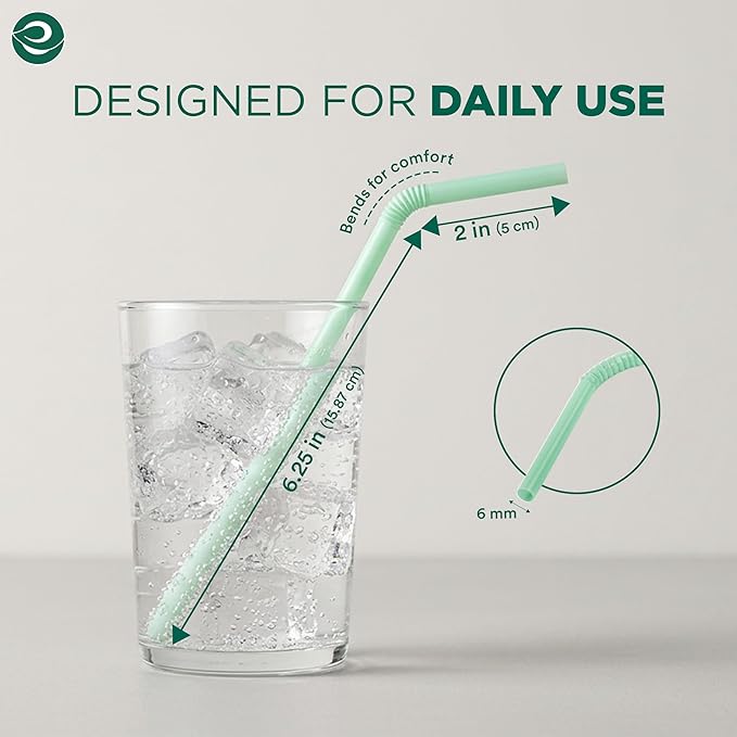 ECO SOUL Straws [100 Count][8.25"] Eco-Friendly Disposable Straws, Cocktail Cold Drink Smoothie Bendable