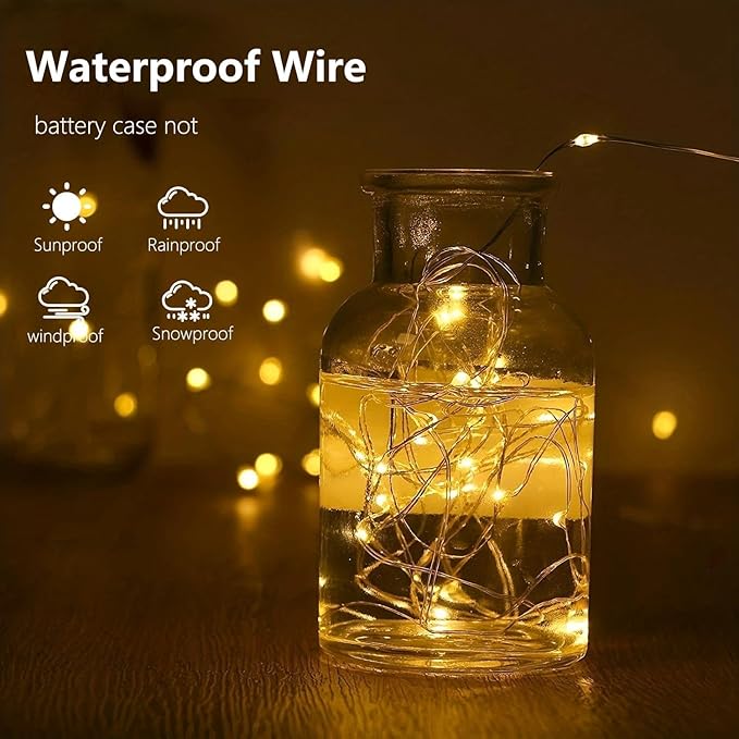 1-Pack Fairy Lights Battery Operated with Timer, 16FT 50 LED String Lights Indoor Outdoor, Cuttable Starry Fairy Lights Waterproof for Christmas Home Bedroom Wedding DIY Centerpiece Decor (Warm White)