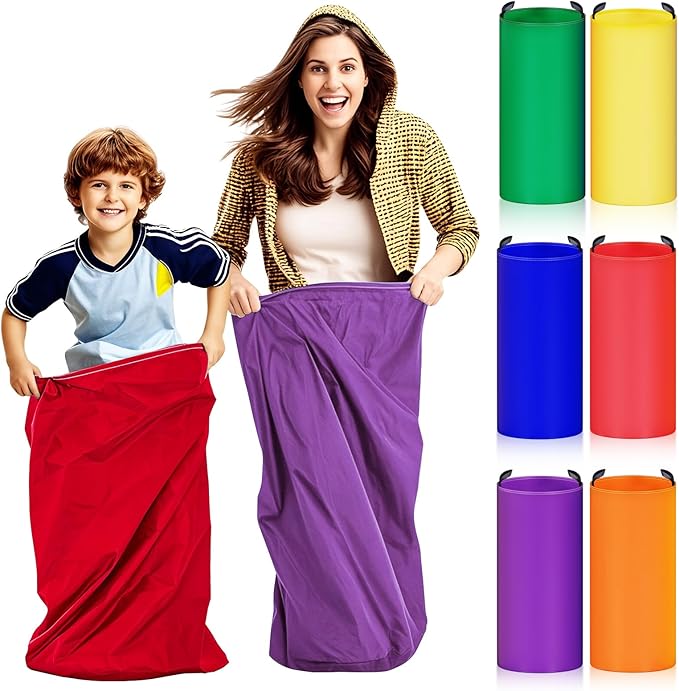 Redllo 6 Pack Potato Sack Race Bags for Kids Adults Family Outdoor Field Day Birthday Party Yard Backyard Camping Picnic Easter Fall Themed Thanksgiving Halloween Christmas 4th of July Party Games