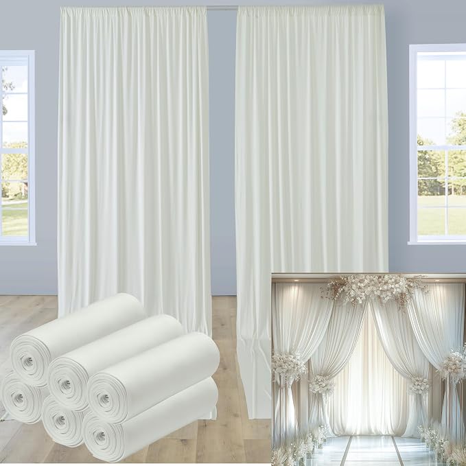 30ftx12ft Ivory Backdrop Curtains for Wedding-Wrinkle Free Backdrops Curtain Drapes Fabric Decorations Photo Back Drop Cloth for Baby Shower Photography Stage Reception 6Panels 12ft(H) x 5ft(W)