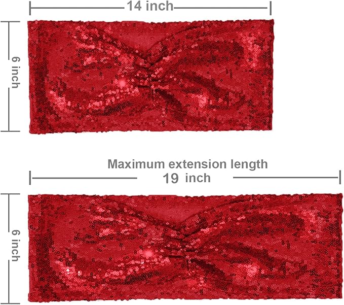 Eternal Beauty Set of 100 Sequin Bow Sashes Red Chair Sashes for Wedding Hotel Party Banquet Chair Cover Decorations