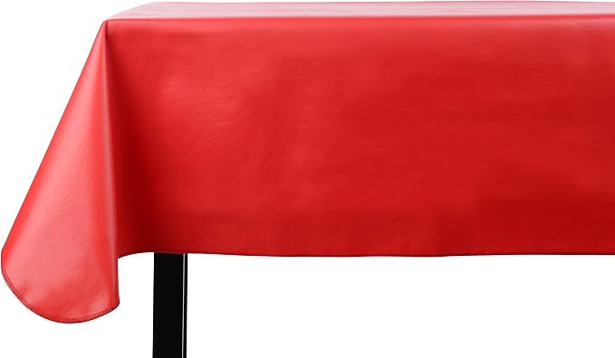 Yourtablecloth Heavy Duty Vinyl Rectangle or Square Tablecloth – 6 Gauge Heavy Duty Tablecloth – Flannel Backed – Wipeable Tablecloth with Vivid Colors & Many Sizes 52 x 70 Ruby Red