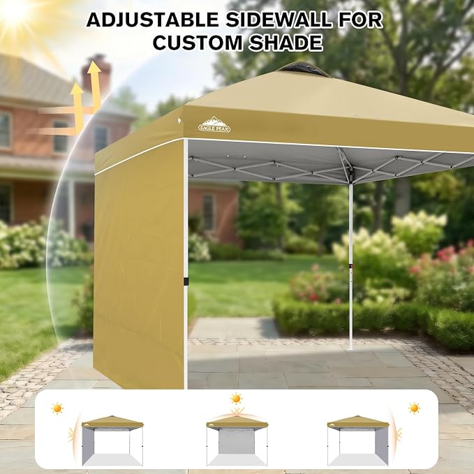 EAGLE PEAK Commercial Canopy 10x10 Pop Up Canopy Tent with 1 Sidewall, Easy Setup Heavy Duty Instant Event Shelter for Vendors & Markets, Outdoor Sun Shade, Beige