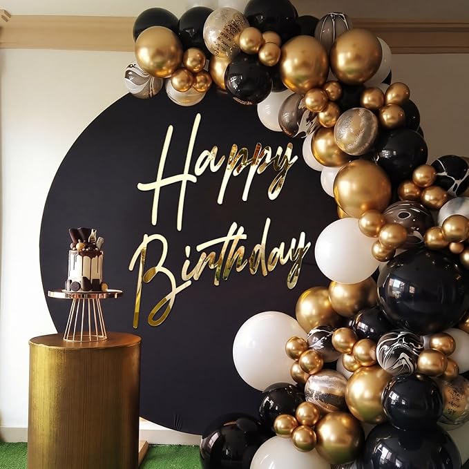Yousoontic Happy Birthday Sign for Backdrop Large Happy Birthday Sticker Letter Acrylic Mirror Decal for Balloon Arch Wall Kpop Party, Peel Off Acrylic Film(28.5 x 24 Inches,Classic,Gold)