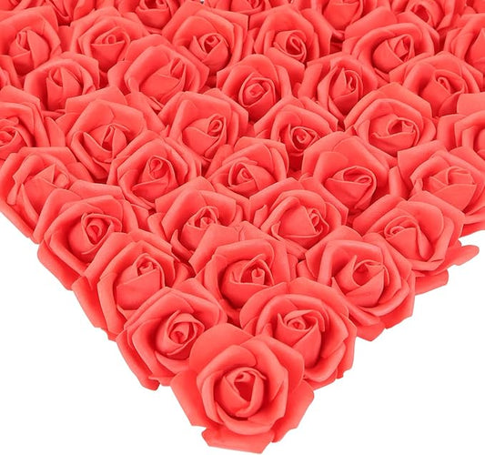 Stemless Rose Artificial Flower Heads, 200Pcs Red Roses 1.97in Foam Roses Artificial Rose Flower Heads Fake Roses Heads Artificial Roses for DIY Craft Wedding Baby Shower Decoration(Red)