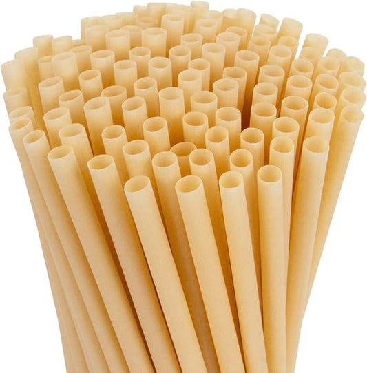Sugarcane Straws - 100PCS Straws Disposable Biodegradable Compostable Long Sugar Cane Drinking Straws for Coffee, Juice, Milk, Smoothie, Cocktail, Party
