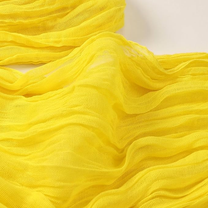 8 Pack Lemon Yellow Cheesecloth Table Runner 10ft Boho Gauze 120 Inch Cheese Cloth Table Runner Rustic Sheer for Spring Holiday Baby Shower Party Décor Home Wedding Decoration