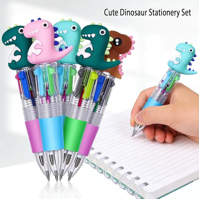 24 Set Back to School Gifts,Dinosaur Party Favors with 4-in-1 Dinosaur Pens, Mini Notebooks, First Day of School Gift for Welcome Back To School Student Gift Bulk Office School Exchange Gifts