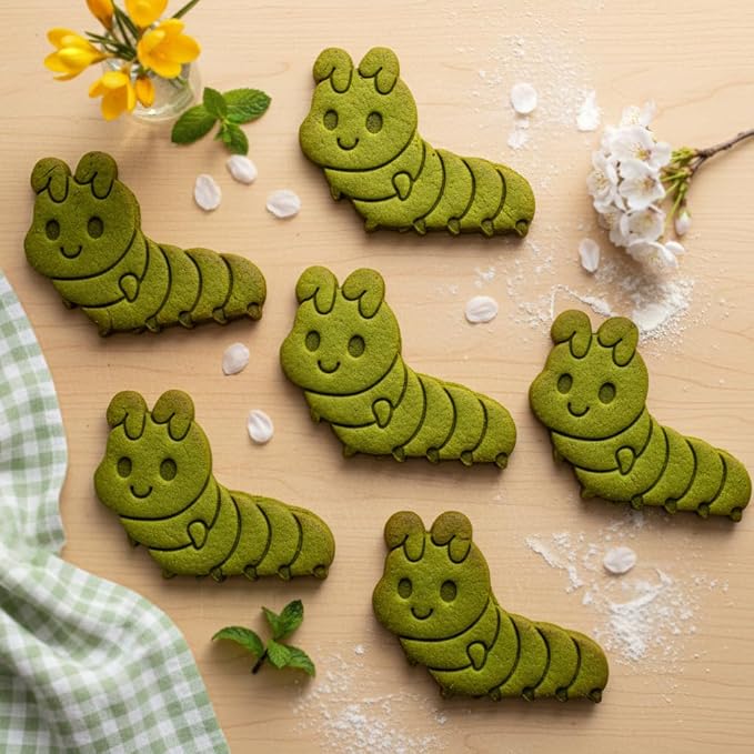 BAKERLOGY Cute Caterpillar Cookie Cutter - Detailed Biscuit Cutter Design for Baking and Crafts, ideal on fondant, dough, clay
