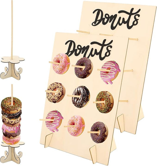 4 PCS Donut Wall Display Stand, Donut Holder Stand Party, Reusable, Easy to Clean, Suitable for Growth Parties, Birthdays, Halloween, Christmas, Dessert Shops (Natural Color)