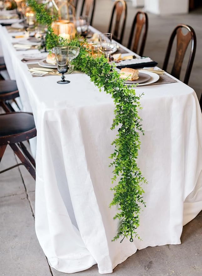RECUTMS Artificial Eucalyptus Garland - Fake Greenery Leaves Vine Garlands Faux Hanging Plants 3 Packs for Home Garden Mantle Table Wedding Backdrop Arch Wall Decoration