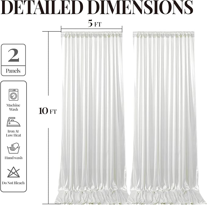 10x10 ft Ivory Glitter Backdrop Curtain for Parties, Wrinkle Free Glitter Photo Backdrop Drapes 2 Panels 5x10FT Shimmer Back Drop Cloth for Wedding Birthday Christmas Photography Background Decor