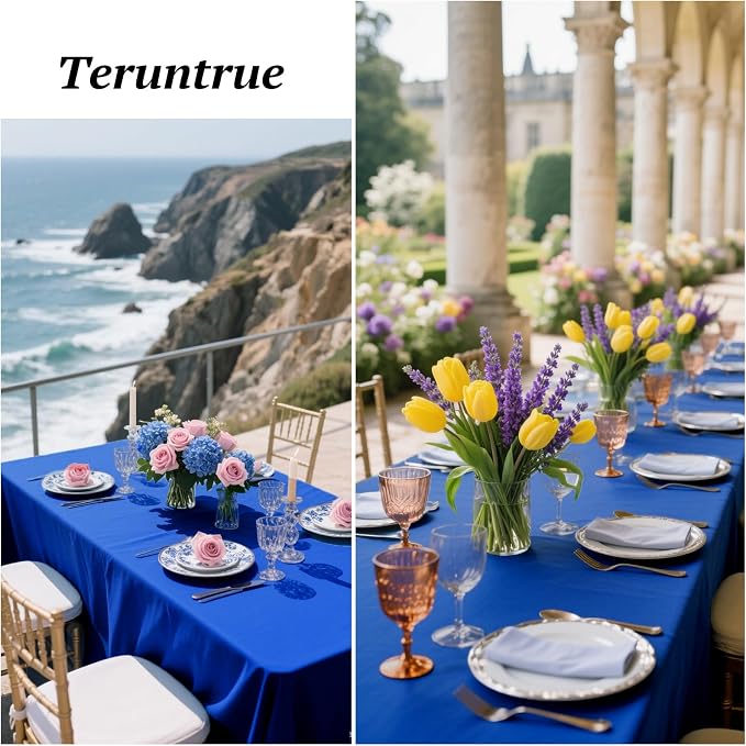 Teruntrue 12 Packs Royal Blue Tablecloths 60x102 inch Rectangle Table Cloth for 6 Foot Rectangle Tables, Washable Polyester Fabric for Wedding Parties Dinner Table Decorative, Royal Blue
