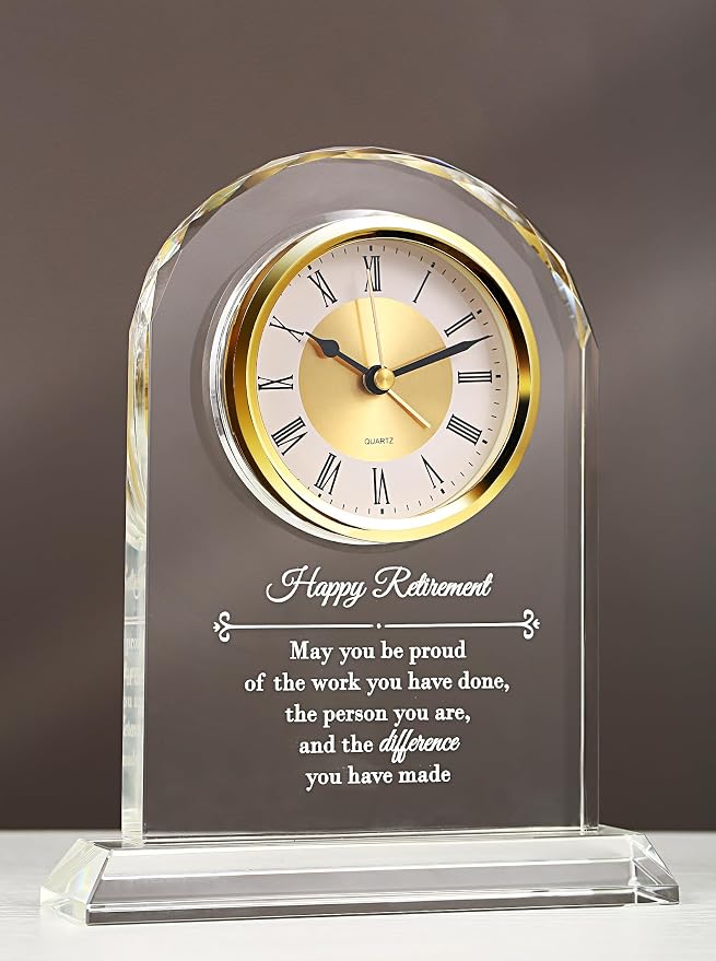 Crystal Retirement Alarm Clock Gifts for Men Women, Happy Retirement Plaque for Coworkers, Boss, Going Away Gift for Retired Friends, Farewell Goodbye Presents for Doctors Nurses Teacher