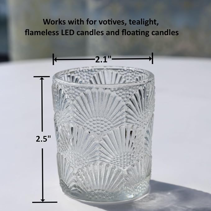 Woho 12Pcs Clear Votive Candle Holders Glass, Glass Tealight Candle Holder for Table Centerpiece, Vintage Tea Lights Candle Holder Decor for Wedding Table, Birthday Christmas Party
