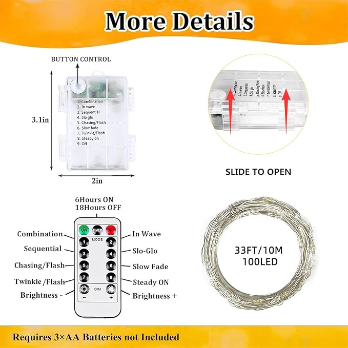 4Pack 132FT 400LED Fairy Lights Battery Operated with Remote & Timer | 8 Modes Twinkle String Lights Battery Powered Indoor Outdoor Waterproof for Bedroom Wedding Classroom Christmas Décor, Warm White