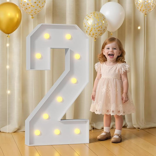 4FT Marquee Number, Mosaic Numbers for Balloons Frame, 2 Balloon for Birthday Decoration, Anniversary Decorations,Birthday Decor