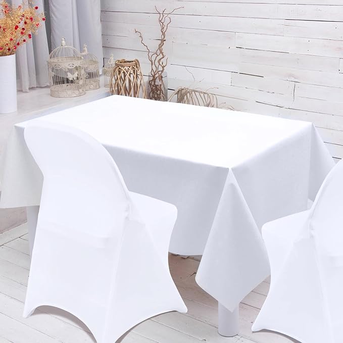 Folding Chair Covers White Stretch Spandex Chair Covers Upgraded Universal Washable Fitted Chair Slipcovers Protector for Party, Wedding, Holidays, Banquet, Celebration (White)