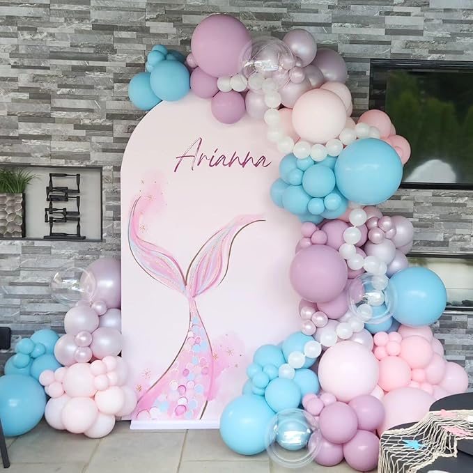 Double Pearl Purple Stuffed Balloons Different Size 115Pcs 5/10/12/18" Light Purple Balloon Arch Kit for Princess Birthday Baby Shower Bridal Shower Engagement Ocean Sea Frozen Theme Party