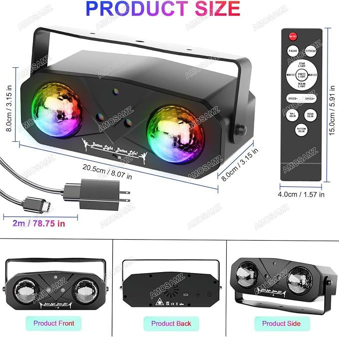 Disco Lights Disco Ball, Sound Activated Party Light with Roating Disco Ball,Star Projector,Ocean Light and Laser Lights for Party DJ KTV Club Wedding Festivals Stage Dancing Christmas