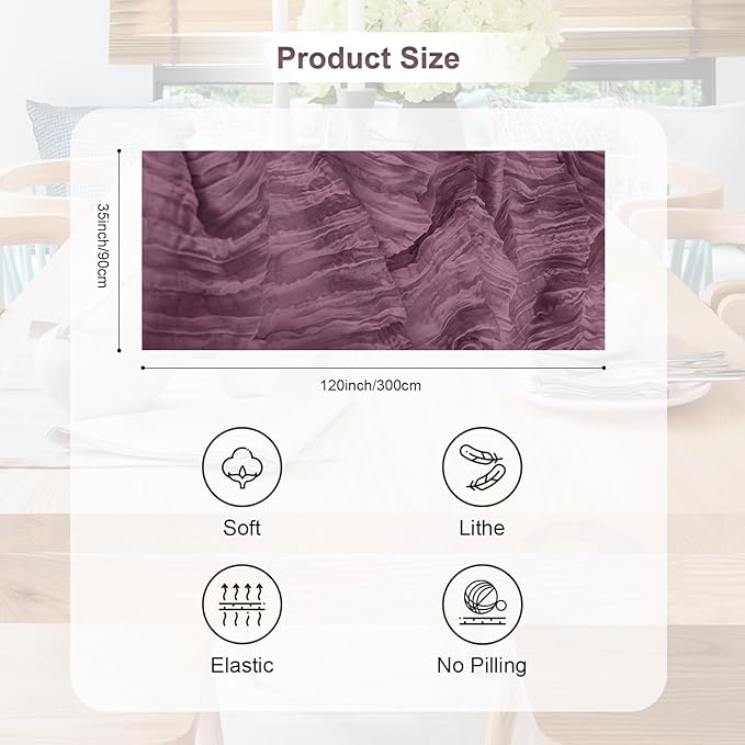 1 Pack Dusty Purple Cheesecloth Table Runner 35x120 Inch 10Ft Rustic Gauze Cheese Cloth Table Runner Sheer Cheesecloth Table Runners for Wedding Party Bridal Shower Decoration