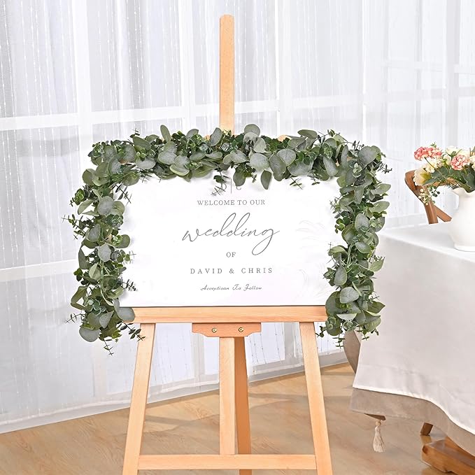 Dolicer 2 Packs 6FT Artificial Eucalyptus Garland, Faux Greenery Garland Hanging Fake Silver Dollar Eucalyptus Leaves Vines for Wedding Backdrop Arch Table Wall Party Home Decor