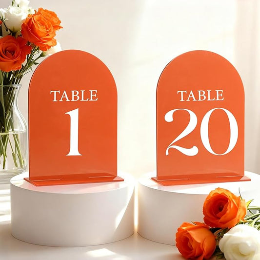 Wedding Acrylic Table Number 1-20 with 20Pcs Stands Terracotta, 5"x7" Elegant Place Card Centerpiece Decorations for Indoor Outdoor Wedding Bridal Shower Anniversary Party Reception