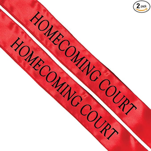 Anderson's Red Satin Homecoming Court Sash Set, Elegant 3" x 72" Sashes with Black Imprint for Homecoming Night Coronation and School Events, 2‑Piece Set