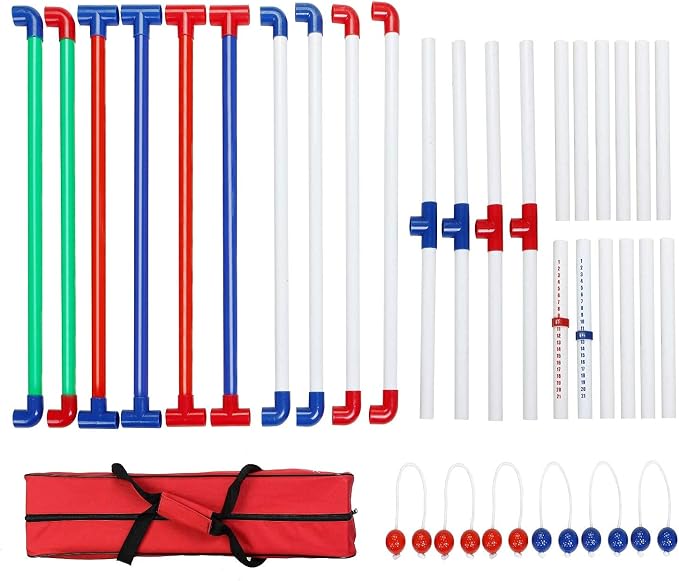 Ladder Toss Outdoor Game Set - Win SPORTS Indoor Ladder Ball Toss Game with 6 Weighted Bolos, Carrying Case and Sand Weighted PVC Piping,Games for Adults, Kids, Family