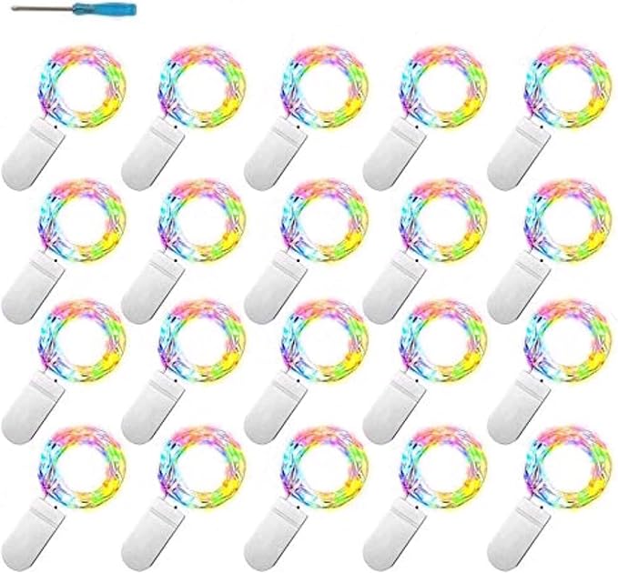 20 Packs Fairy String Lights, 6.6FT 20 LEDs Battery Operated Silver Copper Wire Starry String Light for DIY Party Christmas Costume Wedding Easter Table Decorations (4 Colors)